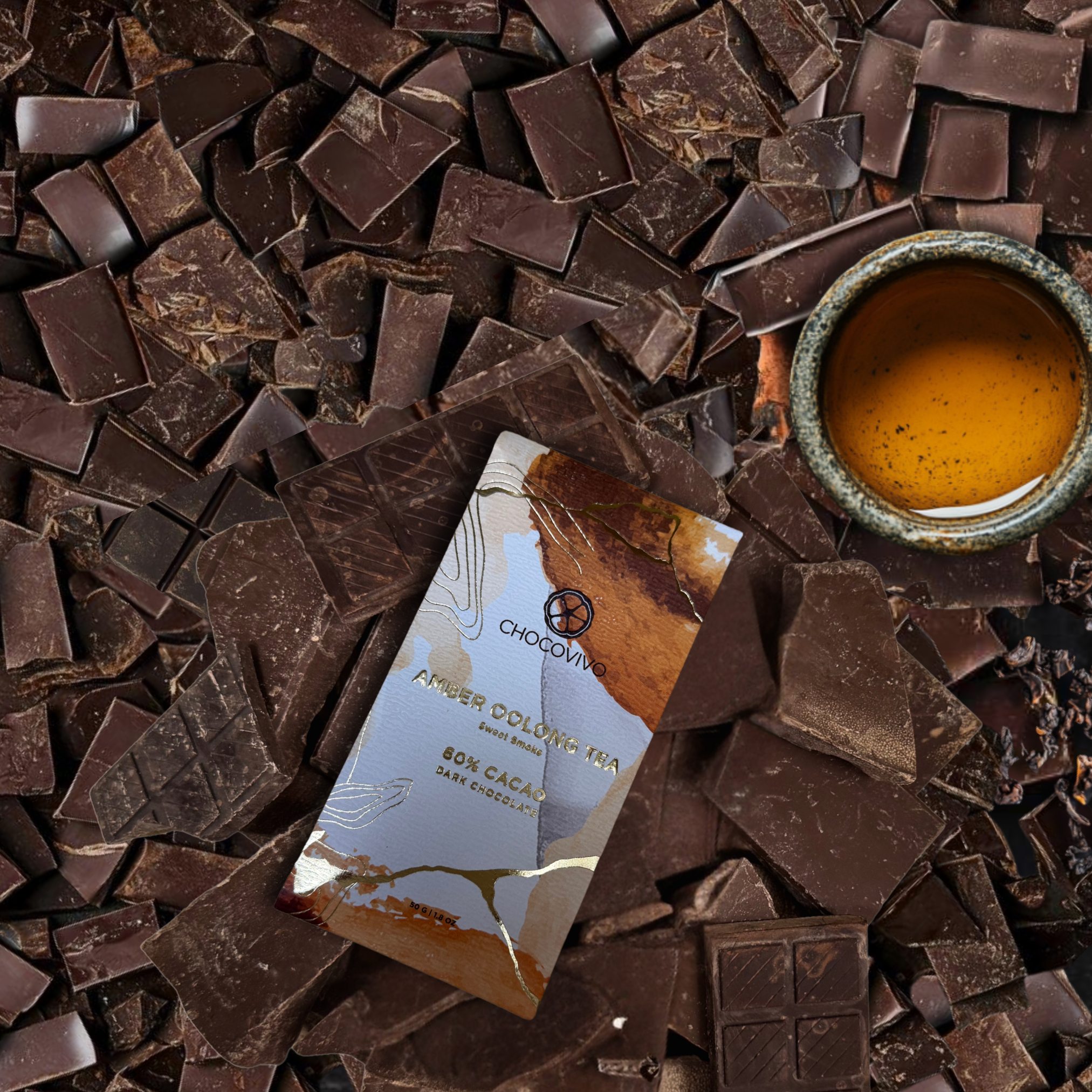 Amber Oolong Tea Dark Chocolate Bar - 60% Cacao