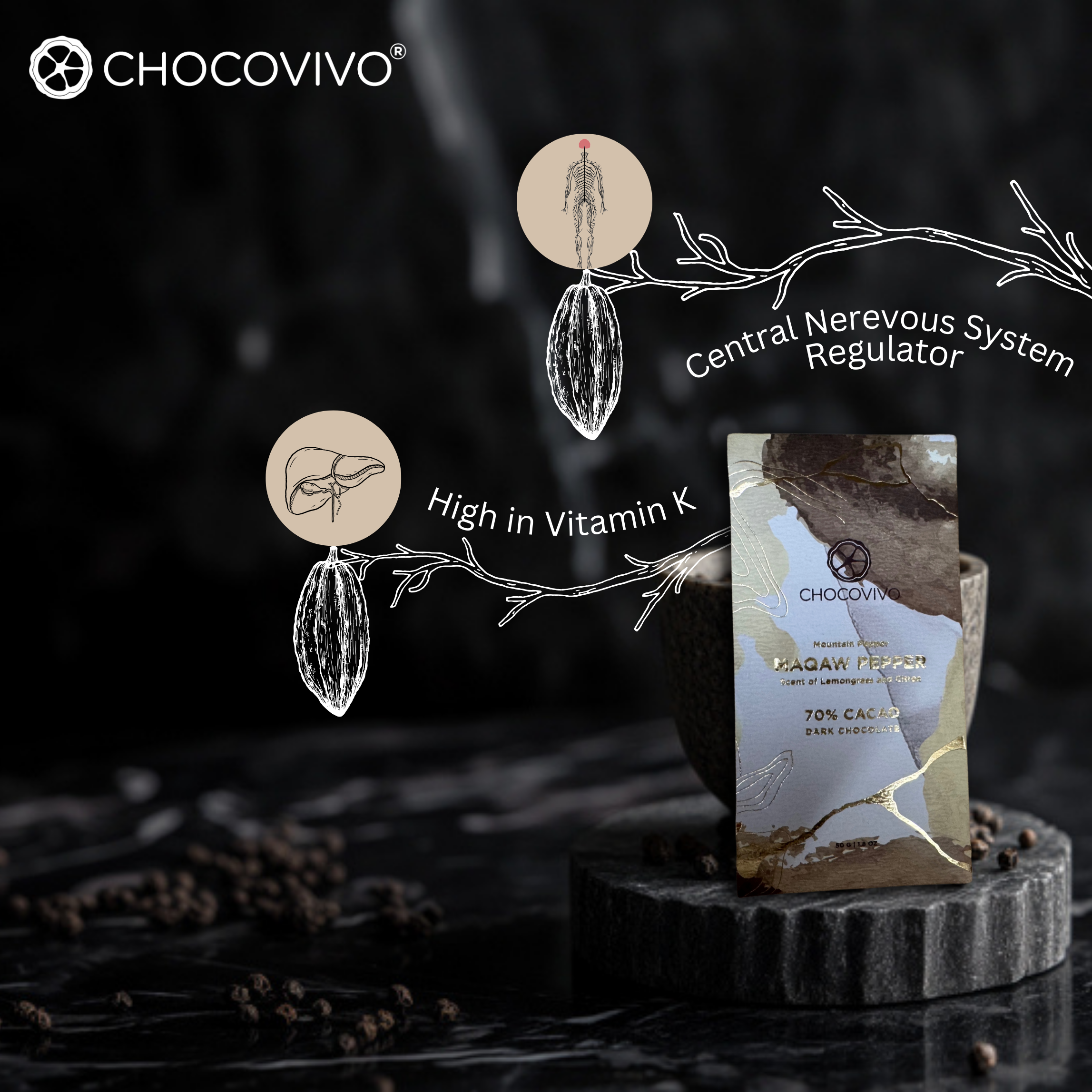 Maqaw Pepper Dark Chocolate Bar - 70% Cacao