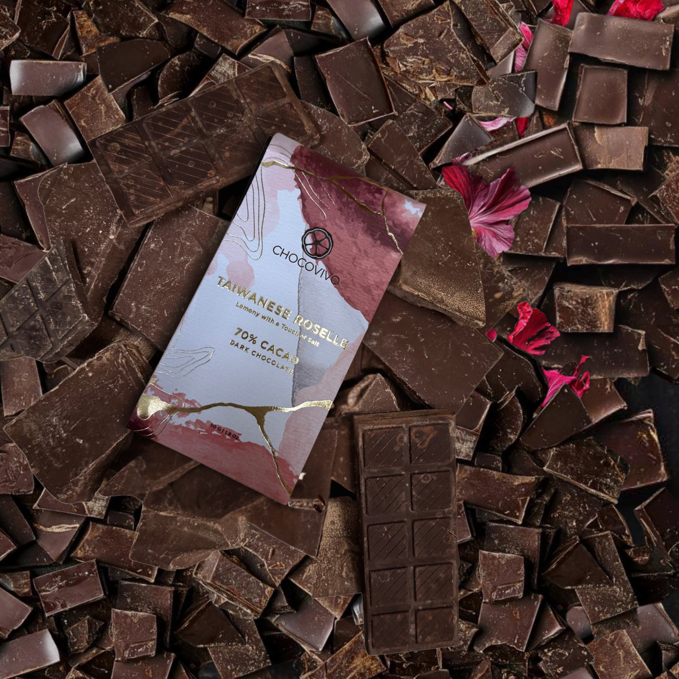 Taiwanese Roselle Dark Chocolate Bar - 70% Cacao