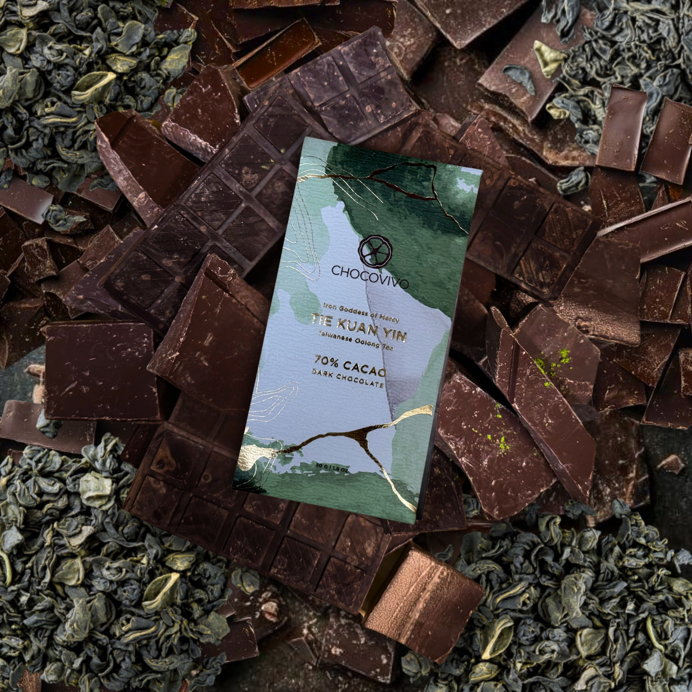 Tieguanyin Tea Dark Chocolate Bar - 60% Cacao