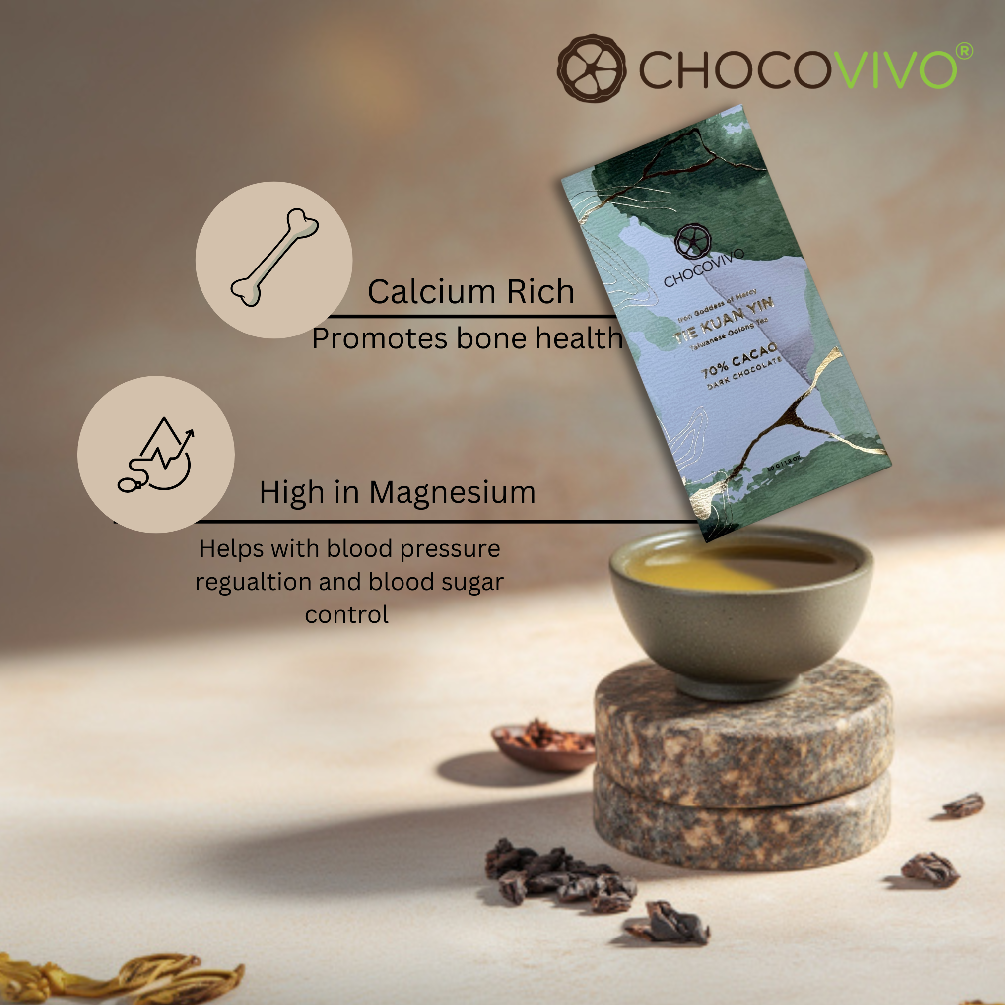 Tieguanyin Tea Dark Chocolate Bar - 60% Cacao