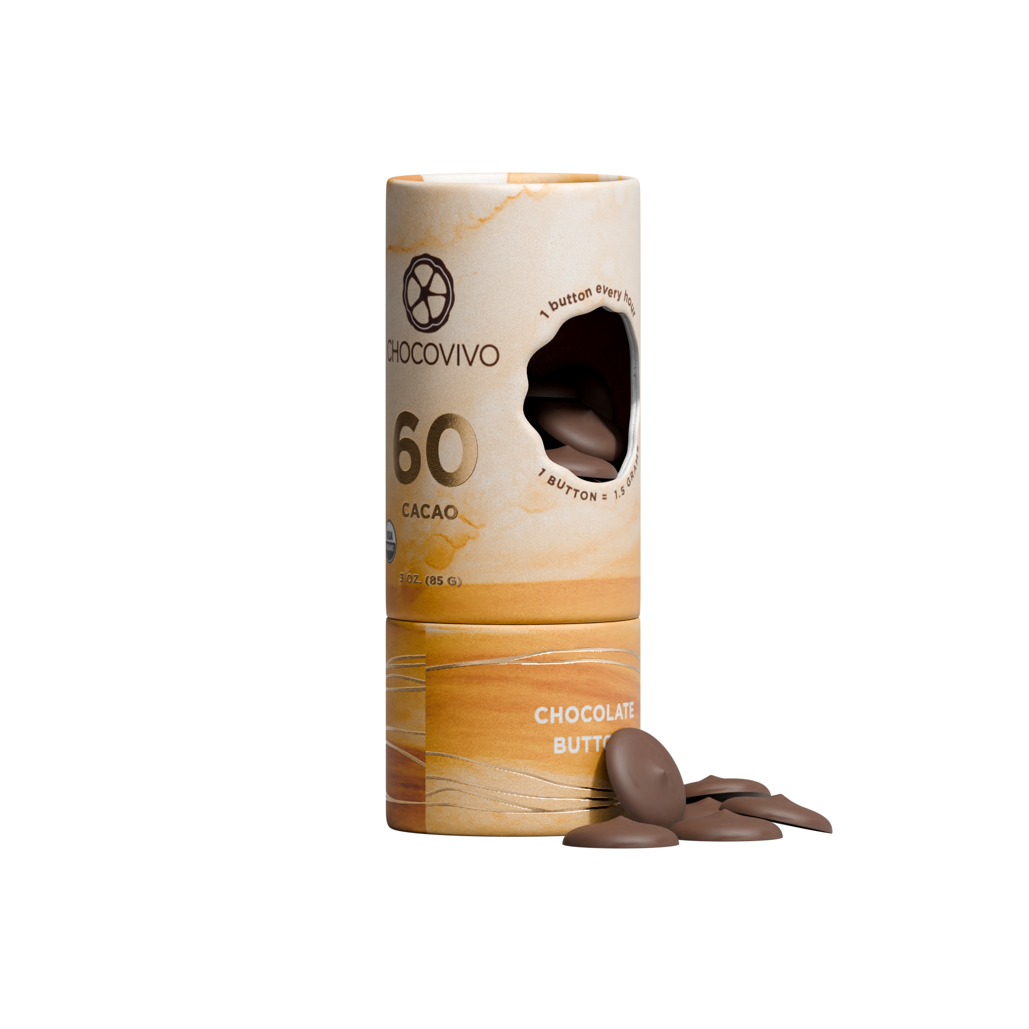 60% Cacao Chocolate Buttons | Pocket Size