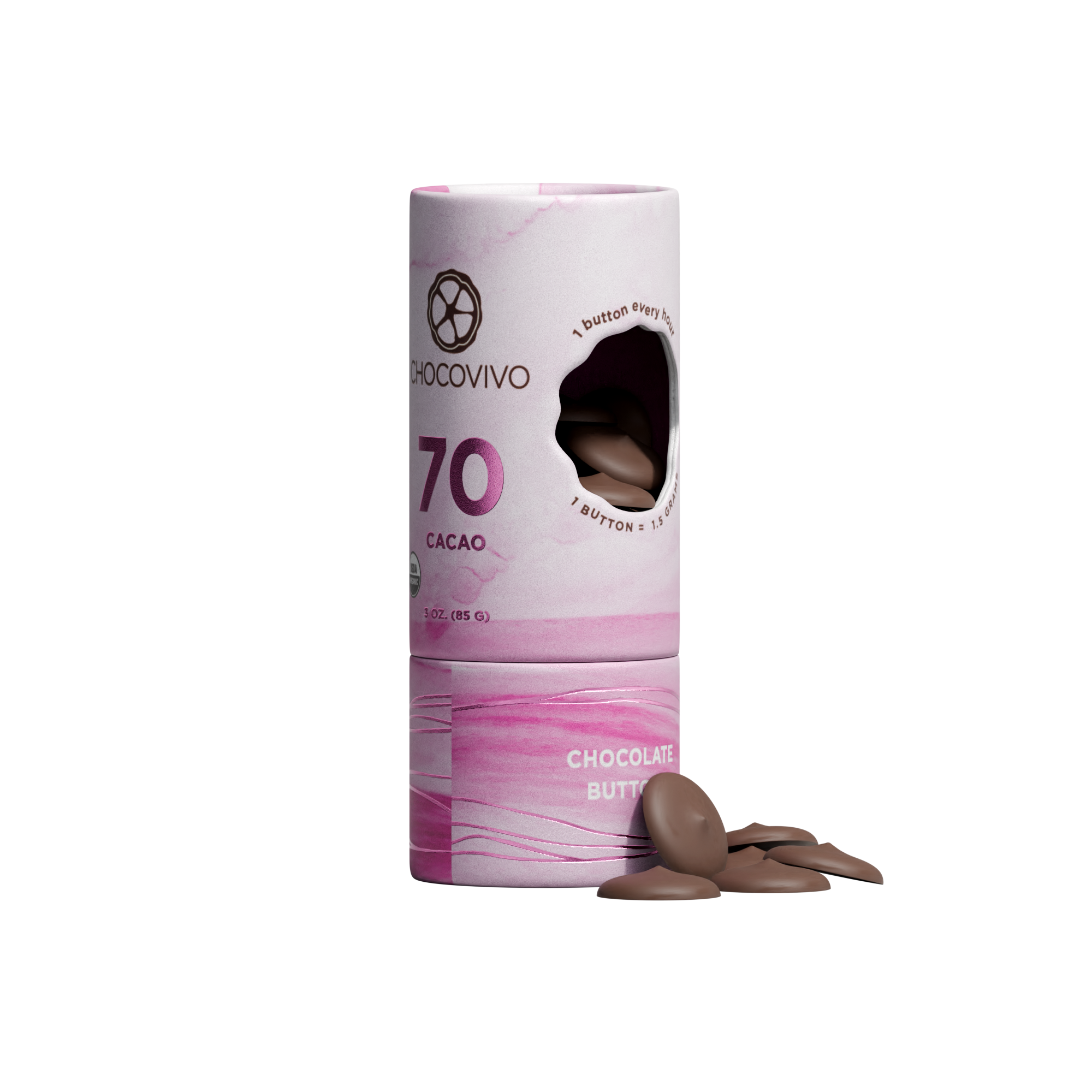 70% Cacao Chocolate Buttons | Pocket Size