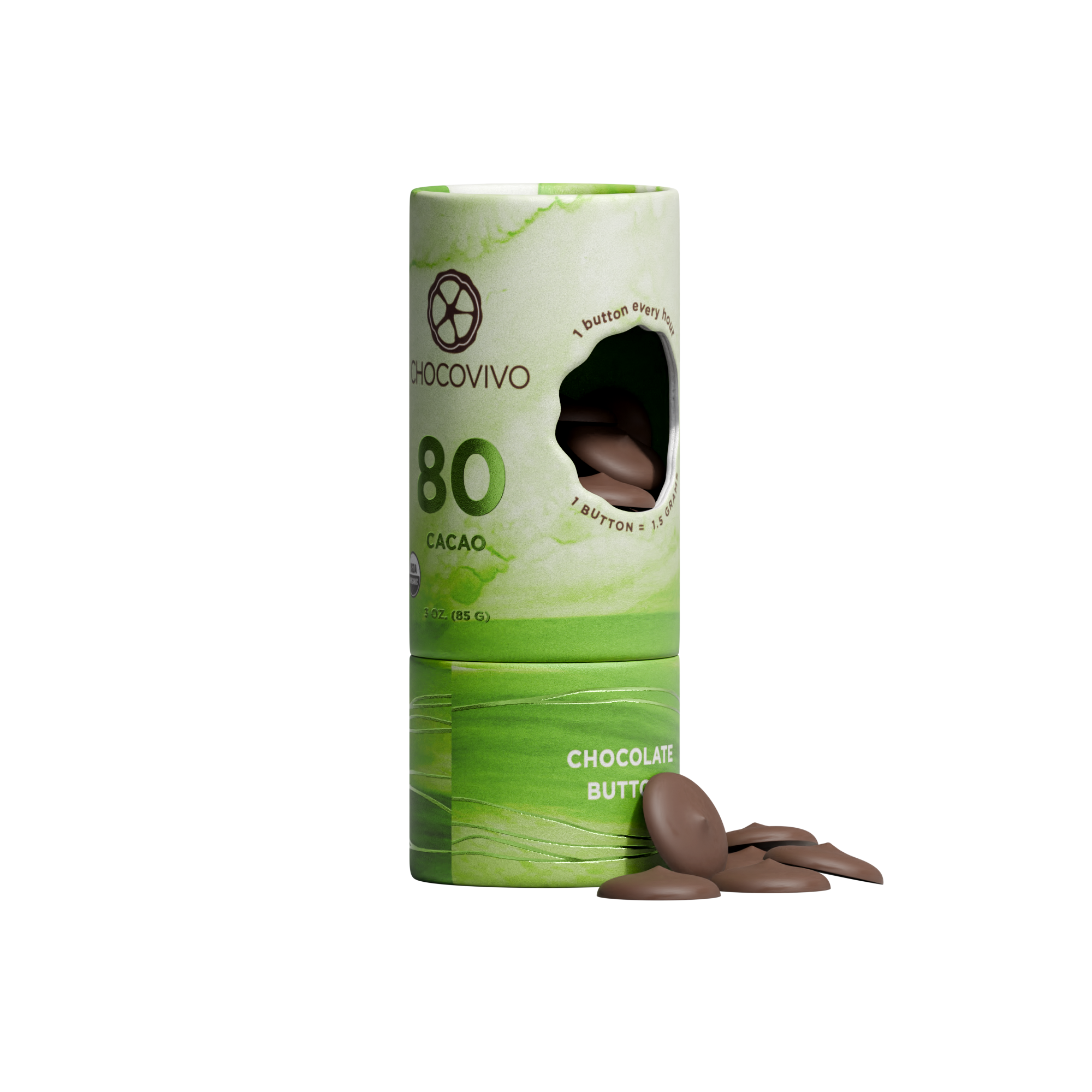 80% Cacao Chocolate Buttons | Pocket Size