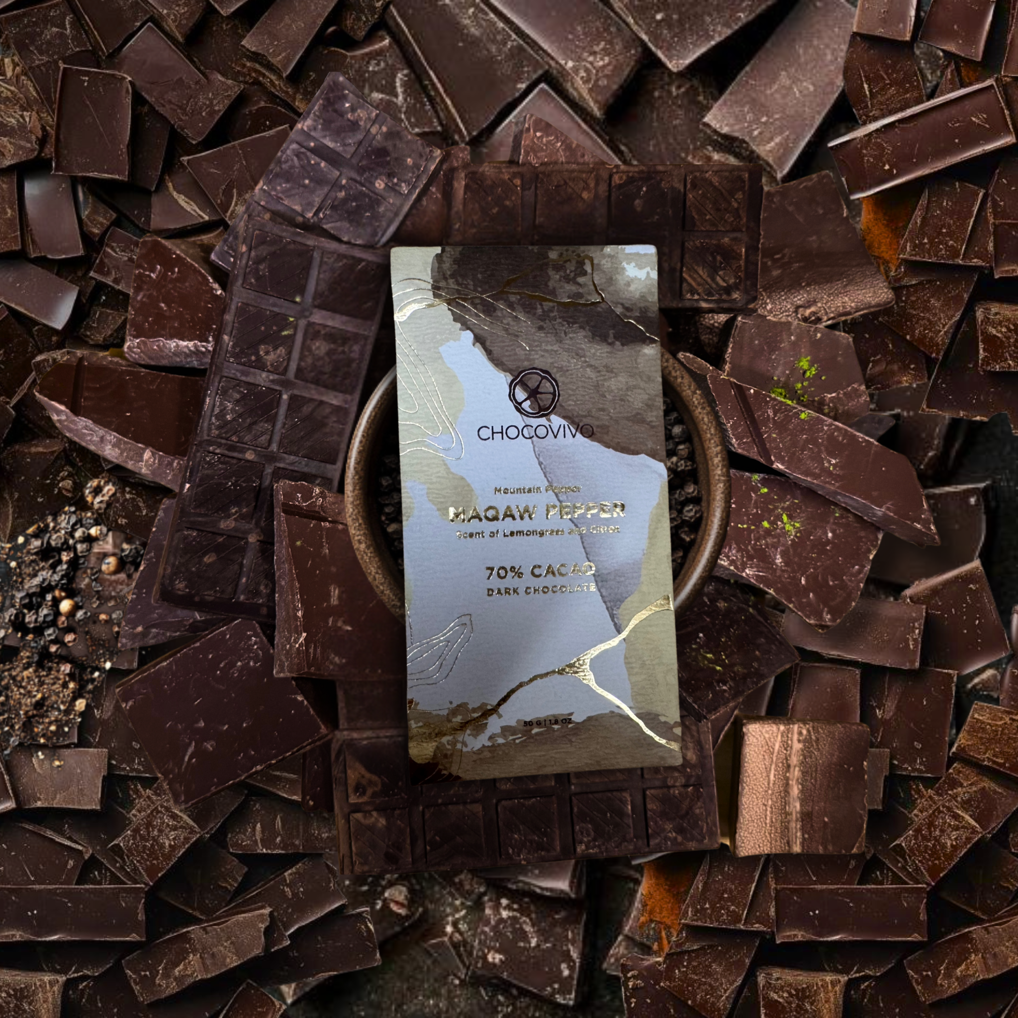 Maqaw Pepper Dark Chocolate Bar - 70% Cacao