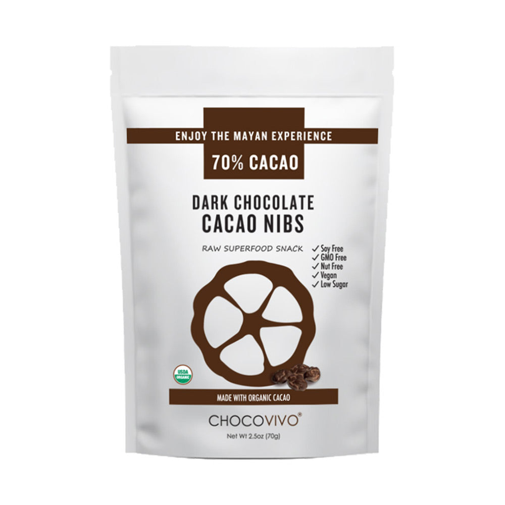 Healthy Snacks - Chocolate Covered Cacao Nibs 70% Cacao | ChocoVivo