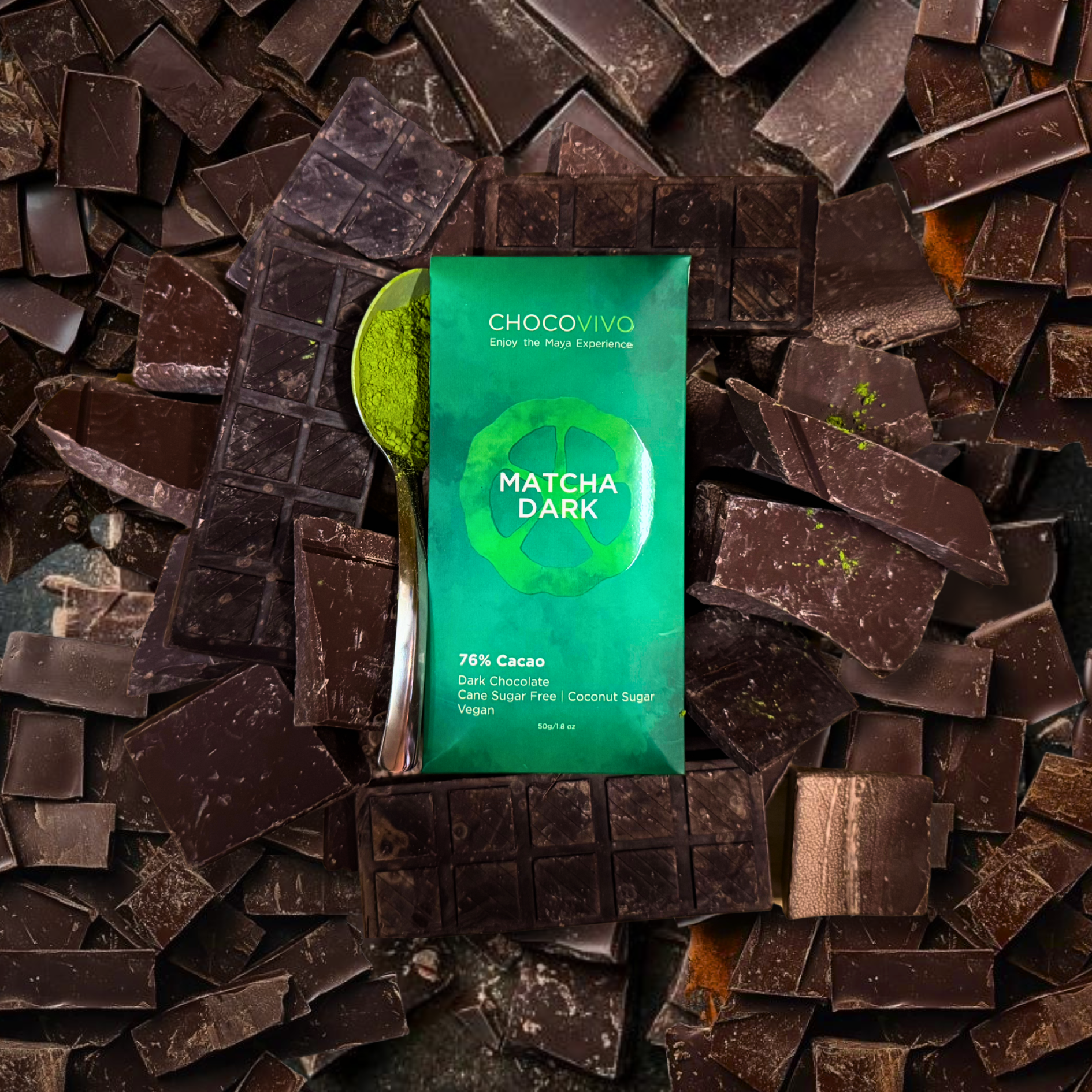 76% Cacao Matcha Green Tea Dark Chocolate Bar – ChocoVivo