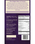 75% Rubio Cacao Bar - Back panel: Story, Ingredients, Nutrition Facts