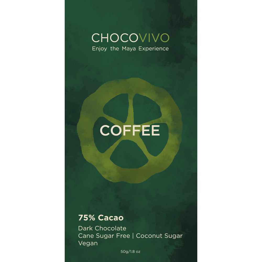 Cacao Coffee Crunch Dark Chocolate Bar - 75% Cacao with Coconut Sugar