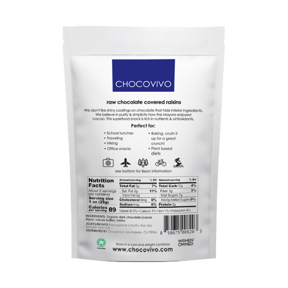 Chocolate Covered Raisins 100% Cacao – ChocoVivo