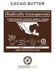 Back of bag of organic Cacao Butter from our fair trade cacao grower